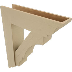 Ekena Millwork - BKTUR0756X30X38BOA01RCPR - Timberthane Faux Wood Balboa Style Bracket w/ Offset Brace, Traditional Ends, 7 1/2"W x 30"D x 38"H, Primed Tan