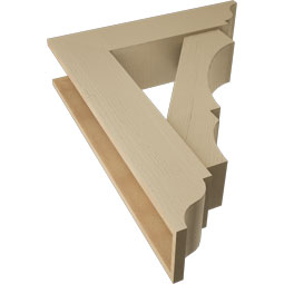 Ekena Millwork - BKTUR0756X30X38BOA01RCPR - Timberthane Faux Wood Balboa Style Bracket w/ Offset Brace, Traditional Ends, 7 1/2"W x 30"D x 38"H, Primed Tan
