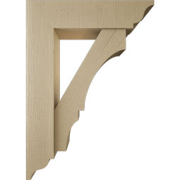 Ekena Millwork - BKTUR0756X30X42BOA01RCPR - Timberthane Faux Wood Balboa Style Bracket w/ Offset Brace, Traditional Ends, 7 1/2"W x 30"D x 42"H, Primed Tan