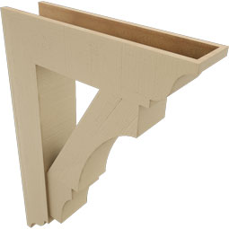 Ekena Millwork - BKTUR0756X30X42BOA01RCPR - Timberthane Faux Wood Balboa Style Bracket w/ Offset Brace, Traditional Ends, 7 1/2"W x 30"D x 42"H, Primed Tan