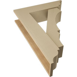 Ekena Millwork - BKTUR0756X30X42BOA01RCPR - Timberthane Faux Wood Balboa Style Bracket w/ Offset Brace, Traditional Ends, 7 1/2"W x 30"D x 42"H, Primed Tan