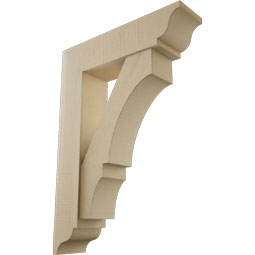 Ekena Millwork - BKTUR0756X30X42BOA01RCPR - Timberthane Faux Wood Balboa Style Bracket w/ Offset Brace, Traditional Ends, 7 1/2"W x 30"D x 42"H, Primed Tan