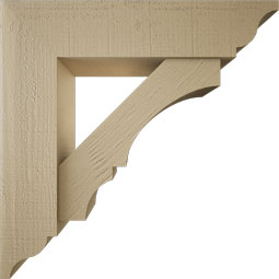 Ekena Millwork - BKTUR0756X32X32BOA01RCPR - Timberthane Faux Wood Balboa Style Bracket w/ Offset Brace, Traditional Ends, 7 1/2"W x 32"D x 32"H, Primed Tan