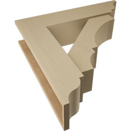 Ekena Millwork - BKTUR0756X32X32BOA01RCPR - Timberthane Faux Wood Balboa Style Bracket w/ Offset Brace, Traditional Ends, 7 1/2"W x 32"D x 32"H, Primed Tan