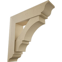 Ekena Millwork - BKTUR0756X32X32BOA01RCPR - Timberthane Faux Wood Balboa Style Bracket w/ Offset Brace, Traditional Ends, 7 1/2"W x 32"D x 32"H, Primed Tan