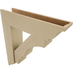 Ekena Millwork - BKTUR0756X32X36BOA01RCPR - Timberthane Faux Wood Balboa Style Bracket w/ Offset Brace, Traditional Ends, 7 1/2"W x 32"D x 36"H, Primed Tan