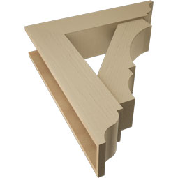 Ekena Millwork - BKTUR0756X32X36BOA01RCPR - Timberthane Faux Wood Balboa Style Bracket w/ Offset Brace, Traditional Ends, 7 1/2"W x 32"D x 36"H, Primed Tan