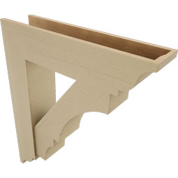Ekena Millwork - BKTUR0756X32X38BOA01RCPR - Timberthane Faux Wood Balboa Style Bracket w/ Offset Brace, Traditional Ends, 7 1/2"W x 32"D x 38"H, Primed Tan