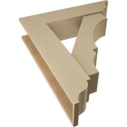 Ekena Millwork - BKTUR0756X32X38BOA01RCPR - Timberthane Faux Wood Balboa Style Bracket w/ Offset Brace, Traditional Ends, 7 1/2"W x 32"D x 38"H, Primed Tan