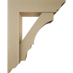 Ekena Millwork - BKTUR0756X32X40BOA01RCPR - Timberthane Faux Wood Balboa Style Bracket w/ Offset Brace, Traditional Ends, 7 1/2"W x 32"D x 40"H, Primed Tan