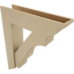 Ekena Millwork - BKTUR0756X32X40BOA01RCPR - Timberthane Faux Wood Balboa Style Bracket w/ Offset Brace, Traditional Ends, 7 1/2"W x 32"D x 40"H, Primed Tan