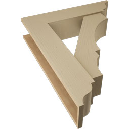 Ekena Millwork - BKTUR0756X32X40BOA01RCPR - Timberthane Faux Wood Balboa Style Bracket w/ Offset Brace, Traditional Ends, 7 1/2"W x 32"D x 40"H, Primed Tan