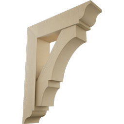 Ekena Millwork - BKTUR0756X32X40BOA01RCPR - Timberthane Faux Wood Balboa Style Bracket w/ Offset Brace, Traditional Ends, 7 1/2"W x 32"D x 40"H, Primed Tan