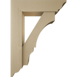Ekena Millwork - BKTUR0756X32X44BOA01RCPR - Timberthane Faux Wood Balboa Style Bracket w/ Offset Brace, Traditional Ends, 7 1/2"W x 32"D x 44"H, Primed Tan