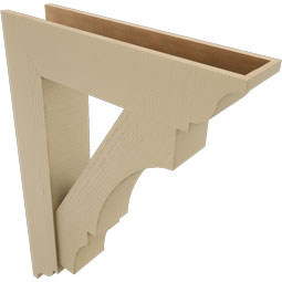 Ekena Millwork - BKTUR0756X32X44BOA01RCPR - Timberthane Faux Wood Balboa Style Bracket w/ Offset Brace, Traditional Ends, 7 1/2"W x 32"D x 44"H, Primed Tan