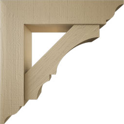 Ekena Millwork - BKTUR0756X34X34BOA01RCPR - Timberthane Faux Wood Balboa Style Bracket w/ Offset Brace, Traditional Ends, 7 1/2"W x 34"D x 34"H, Primed Tan