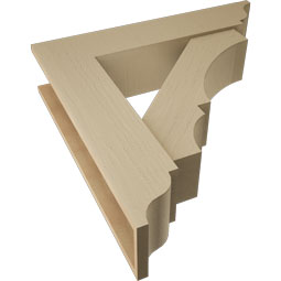 Ekena Millwork - BKTUR0756X34X34BOA01RCPR - Timberthane Faux Wood Balboa Style Bracket w/ Offset Brace, Traditional Ends, 7 1/2"W x 34"D x 34"H, Primed Tan