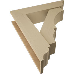 Ekena Millwork - BKTUR0756X34X38BOA01RCPR - Timberthane Faux Wood Balboa Style Bracket w/ Offset Brace, Traditional Ends, 7 1/2"W x 34"D x 38"H, Primed Tan