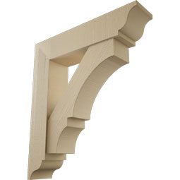 Ekena Millwork - BKTUR0756X34X38BOA01RCPR - Timberthane Faux Wood Balboa Style Bracket w/ Offset Brace, Traditional Ends, 7 1/2"W x 34"D x 38"H, Primed Tan