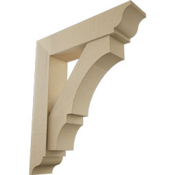 Ekena Millwork - BKTUR0756X34X40BOA01RCPR - Timberthane Faux Wood Balboa Style Bracket w/ Offset Brace, Traditional Ends, 7 1/2"W x 34"D x 40"H, Primed Tan
