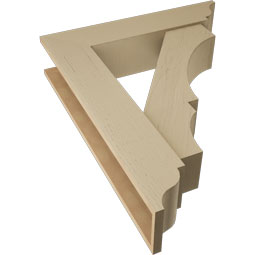 Ekena Millwork - BKTUR0756X34X42BOA01RCPR - Timberthane Faux Wood Balboa Style Bracket w/ Offset Brace, Traditional Ends, 7 1/2"W x 34"D x 42"H, Primed Tan