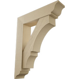 Ekena Millwork - BKTUR0756X34X42BOA01RCPR - Timberthane Faux Wood Balboa Style Bracket w/ Offset Brace, Traditional Ends, 7 1/2"W x 34"D x 42"H, Primed Tan