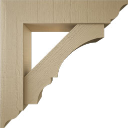 Ekena Millwork - BKTUR0756X36X36BOA01RCPR - Timberthane Faux Wood Balboa Style Bracket w/ Offset Brace, Traditional Ends, 7 1/2"W x 36"D x 36"H, Primed Tan