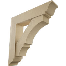 Ekena Millwork - BKTUR0756X36X36BOA01RCPR - Timberthane Faux Wood Balboa Style Bracket w/ Offset Brace, Traditional Ends, 7 1/2"W x 36"D x 36"H, Primed Tan