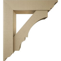 Ekena Millwork - BKTUR0756X36X40BOA01RCPR - Timberthane Faux Wood Balboa Style Bracket w/ Offset Brace, Traditional Ends, 7 1/2"W x 36"D x 40"H, Primed Tan