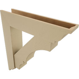 Ekena Millwork - BKTUR0756X36X40BOA01RCPR - Timberthane Faux Wood Balboa Style Bracket w/ Offset Brace, Traditional Ends, 7 1/2"W x 36"D x 40"H, Primed Tan