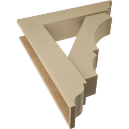 Ekena Millwork - BKTUR0756X36X40BOA01RCPR - Timberthane Faux Wood Balboa Style Bracket w/ Offset Brace, Traditional Ends, 7 1/2"W x 36"D x 40"H, Primed Tan