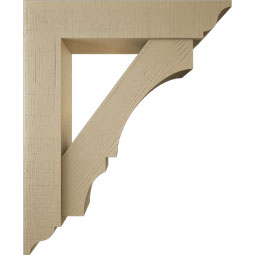Ekena Millwork - BKTUR0756X36X44BOA01RCPR - Timberthane Faux Wood Balboa Style Bracket w/ Offset Brace, Traditional Ends, 7 1/2"W x 36"D x 44"H, Primed Tan
