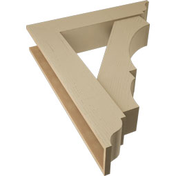 Ekena Millwork - BKTUR0756X36X44BOA01RCPR - Timberthane Faux Wood Balboa Style Bracket w/ Offset Brace, Traditional Ends, 7 1/2"W x 36"D x 44"H, Primed Tan