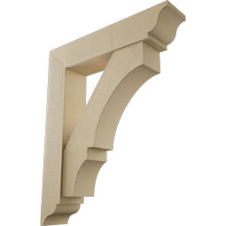 Ekena Millwork - BKTUR0756X36X44BOA01RCPR - Timberthane Faux Wood Balboa Style Bracket w/ Offset Brace, Traditional Ends, 7 1/2"W x 36"D x 44"H, Primed Tan