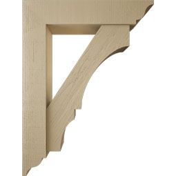 Ekena Millwork - BKTUR0756X36X48BOA01RCPR - Timberthane Faux Wood Balboa Style Bracket w/ Offset Brace, Traditional Ends, 7 1/2"W x 36"D x 48"H, Primed Tan
