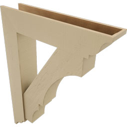 Ekena Millwork - BKTUR0756X36X48BOA01RCPR - Timberthane Faux Wood Balboa Style Bracket w/ Offset Brace, Traditional Ends, 7 1/2"W x 36"D x 48"H, Primed Tan