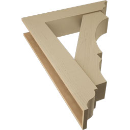 Ekena Millwork - BKTUR0756X36X48BOA01RCPR - Timberthane Faux Wood Balboa Style Bracket w/ Offset Brace, Traditional Ends, 7 1/2"W x 36"D x 48"H, Primed Tan
