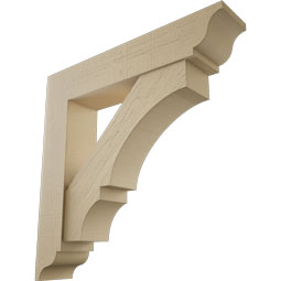 Ekena Millwork - BKTUR0756X38X38BOA01RCPR - Timberthane Faux Wood Balboa Style Bracket w/ Offset Brace, Traditional Ends, 7 1/2"W x 38"D x 38"H, Primed Tan