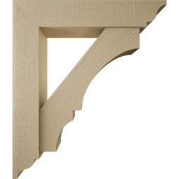 Ekena Millwork - BKTUR0756X38X44BOA01RCPR - Timberthane Faux Wood Balboa Style Bracket w/ Offset Brace, Traditional Ends, 7 1/2"W x 38"D x 44"H, Primed Tan