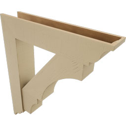 Ekena Millwork - BKTUR0756X38X44BOA01RCPR - Timberthane Faux Wood Balboa Style Bracket w/ Offset Brace, Traditional Ends, 7 1/2"W x 38"D x 44"H, Primed Tan