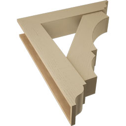 Ekena Millwork - BKTUR0756X38X44BOA01RCPR - Timberthane Faux Wood Balboa Style Bracket w/ Offset Brace, Traditional Ends, 7 1/2"W x 38"D x 44"H, Primed Tan