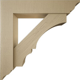 Ekena Millwork - BKTUR0756X40X40BOA01RCPR - Timberthane Faux Wood Balboa Style Bracket w/ Offset Brace, Traditional Ends, 7 1/2"W x 40"D x 40"H, Primed Tan