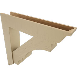 Ekena Millwork - BKTUR0756X40X40BOA01RCPR - Timberthane Faux Wood Balboa Style Bracket w/ Offset Brace, Traditional Ends, 7 1/2"W x 40"D x 40"H, Primed Tan