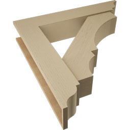 Ekena Millwork - BKTUR0756X40X40BOA01RCPR - Timberthane Faux Wood Balboa Style Bracket w/ Offset Brace, Traditional Ends, 7 1/2"W x 40"D x 40"H, Primed Tan