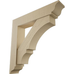 Ekena Millwork - BKTUR0756X40X40BOA01RCPR - Timberthane Faux Wood Balboa Style Bracket w/ Offset Brace, Traditional Ends, 7 1/2"W x 40"D x 40"H, Primed Tan