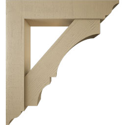Ekena Millwork - BKTUR0756X40X44BOA01RCPR - Timberthane Faux Wood Balboa Style Bracket w/ Offset Brace, Traditional Ends, 7 1/2"W x 40"D x 44"H, Primed Tan