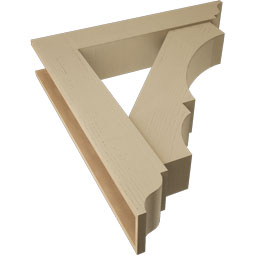 Ekena Millwork - BKTUR0756X40X44BOA01RCPR - Timberthane Faux Wood Balboa Style Bracket w/ Offset Brace, Traditional Ends, 7 1/2"W x 40"D x 44"H, Primed Tan