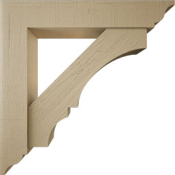 Ekena Millwork - BKTUR0756X42X42BOA01RCPR - Timberthane Faux Wood Balboa Style Bracket w/ Offset Brace, Traditional Ends, 7 1/2"W x 42"D x 42"H, Primed Tan