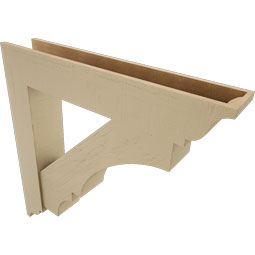 Ekena Millwork - BKTUR0756X42X42BOA01RCPR - Timberthane Faux Wood Balboa Style Bracket w/ Offset Brace, Traditional Ends, 7 1/2"W x 42"D x 42"H, Primed Tan