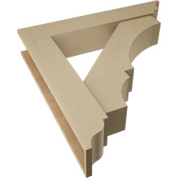 Ekena Millwork - BKTUR0756X42X42BOA01RCPR - Timberthane Faux Wood Balboa Style Bracket w/ Offset Brace, Traditional Ends, 7 1/2"W x 42"D x 42"H, Primed Tan